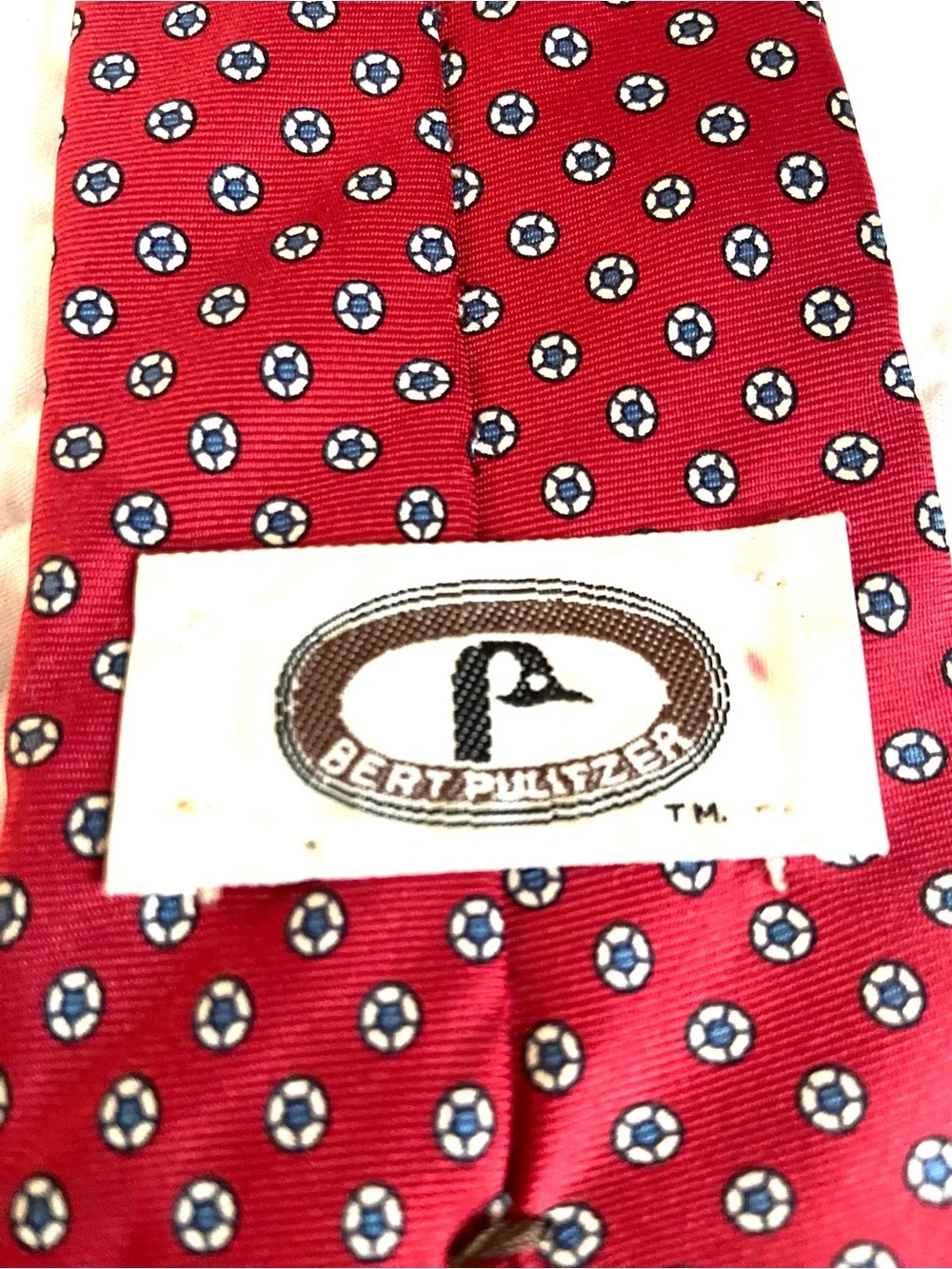 Silk Vintage Bert Pulitzer Foulard Necktie Red